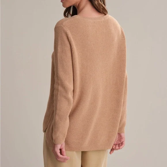 525 America EMMA: CREWNECK SHAKER STITCH Peach Knit Sweater Minimalist Cozy - Picture 3 of 11